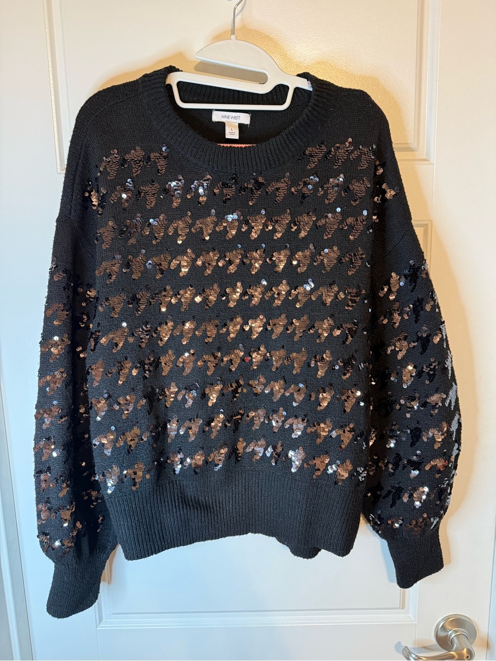Nine West Black Sweater with Bronze & Silver Sequins